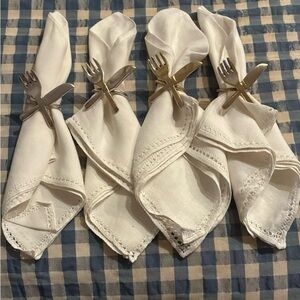 Four NapkinRings with Vintage Napkins